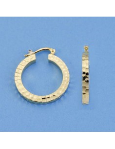 18K AROS HUECOS, TALLADOS. 24 X 3 MM.