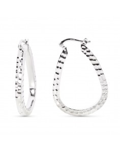 18K AROS ORO BLANCO GOTA TALLADOS. 34 X 24 MM.