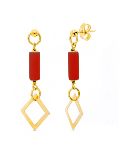 18K PENDIENTES ORO AMARILLO CORALINA ROMBO PRESION