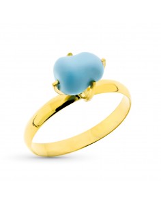 18K SORTIJA ORO AMARILLO GARRA TURQUESA NATURAL ARIZONA MEDIANA 7X5 MM