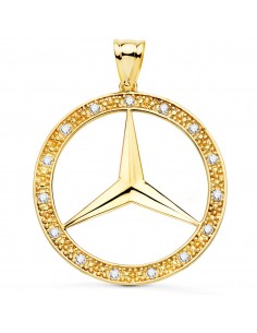 18K MEDALLA ORO AMARILLO ESTRELLA CON CERCO Y CIRCONITAS. 35 MM