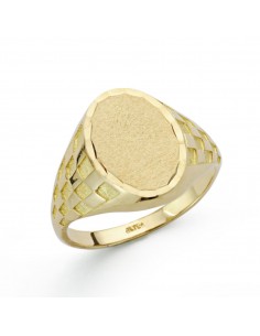 18K SELLO ORO AMARILLO MACIZO CADETE TALLADO. CABEZA OVAL