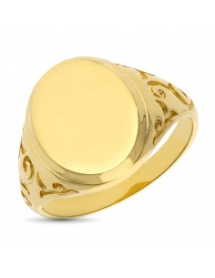 18K SELLO CABALLERO CADETE MACIZO OVAL 16 MM X 14 M CANTO PULIDO BISEL