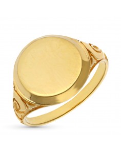 18K SELLO CABALLERO CADETE MACIZO REDONDO 14 MM X 14 MM CANTO PULIDO BISEL