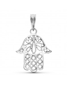 18K COLGANTE ORO BLANCO MANO DE FATIMA. 19 X 15 MM