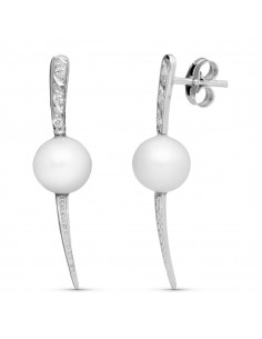 18K PENDIENTES ORO BLANCO PERLA Y CIRCONITAS