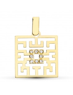 18K COLGANTE ORO AMARILLO LASER Y CIRCONITAS