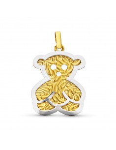 18K COLGANTE ORO BICOLOR OSO MATE Y BRILLO