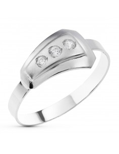 18K SORTIJA ORO BLANCO MATE BRILLO CON CIRCONITA