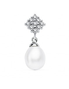 18K COLGANTE ORO BLANCO CUAJO Y PERLA. 22 X 8 MM