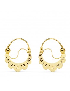 18K AROS ORO AMARILLO PLANOS TALLADOS 24 X 19 MM.