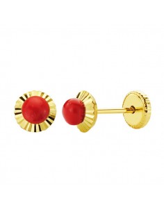 18K PENDIENTES ORO AMARILLO CORALINA ORLA TALLADA 5MM.