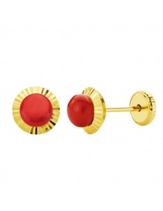 18K PENDIENTES ORO AMARILLO CORALINA ORLA TALLADA 6MM.