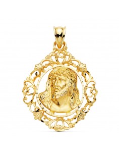 18K COLGANTE CRISTO ORO AMARILLO ESTAMPADO CERCO. 32 X 29 MM.