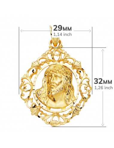 18K COLGANTE CRISTO ORO AMARILLO ESTAMPADO CERCO. 32 X 29 MM.