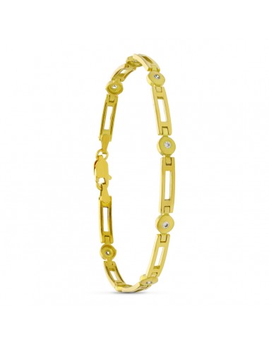 18K PULSERA ORO AMARILLO CIRCONITAS MATE Y BRILLO