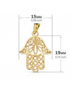 18K COLGANTE MANO DE FATIMA 19 X 15 MM 2
