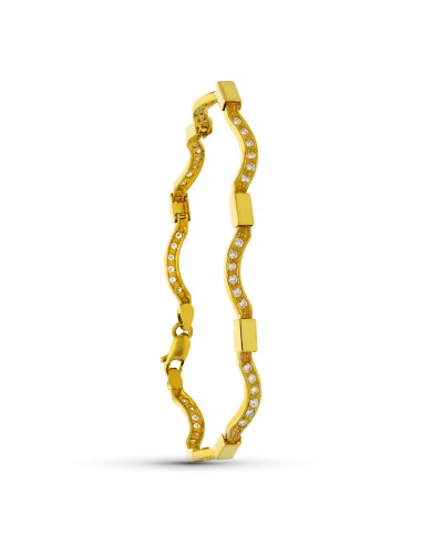 18K PULSERA ORO AMARILLO ONDAS ORO Y CIRCONITAS