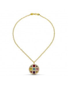 18K COLGANTE ORO AMARILLO PIEDRAS COLOR
