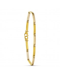 18K PULSERA ORO BICOLOR BARRAS MATE