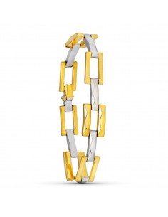 18K PULSERA ORO BICOLOR ESLABONES RECTANGULARES
