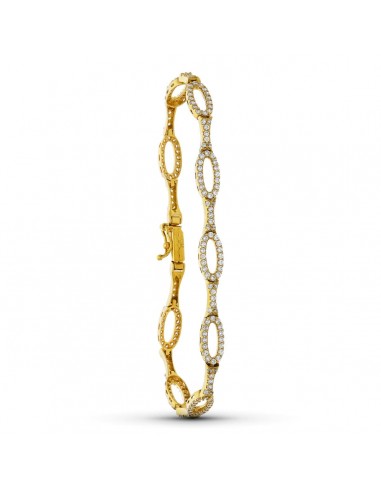 18K PULSERA ORO AMARILLO ESLABONES CIRCONITAS 19CM