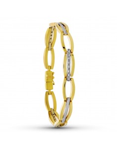 18K PULSERA ORO BICOLOR ESLABONES Y CIRCONITAS