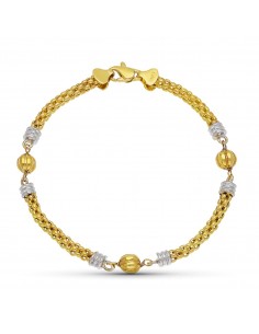 18K PULSERA ORO BICOLOR BOLA GALLON BICOLOR