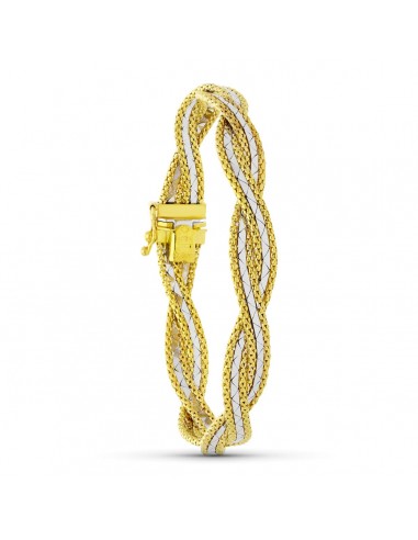 18K PULSERA ORO BICOLOR TRENZADA