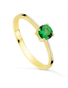 18K SOLITARIO ORO AMARILLO CON CIRCONITA VERDE 4 GARRAS DE 5 MM