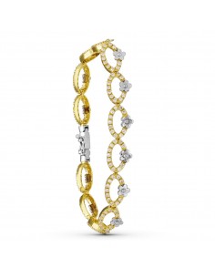 18K PULSERA ORO BICOLOR CIRCONITAS FLORES