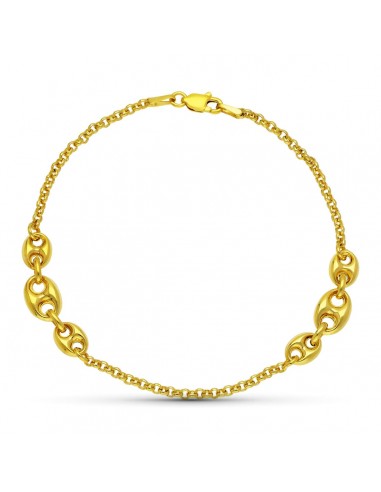 18K PULSERA ORO AMARILLO ESLABON BARCO Y CADENA