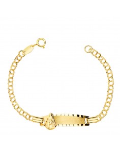 18K ESCLAVA BEBE ORO AMARILLO HUNGARINA CHAPA VIRGEN ROCIO 22X5 MM 12 CM