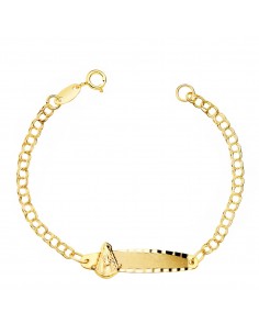 18K ESCLAVA BEBE ORO AMARILLO HUNGARINA CHAPA VIRGEN ROCIO 24X5 MM 12 CM