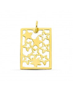 18K COLGANTE ORO AMARILLO RECTANGULO CALADO ESTRELLAS