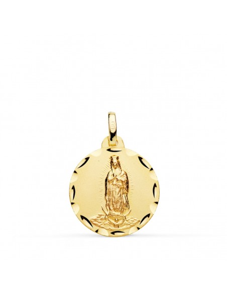 18K MEDALLA ORO AMARILLO VIRGEN DE GUADALUPE TALLADA 18 MM