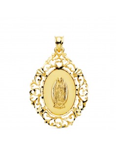 18K MEDALLA ORO AMARILLO VIRGEN DE GUADALUPE CERCO 36X26 MM