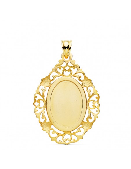 18K MEDALLA ORO AMARILLO VIRGEN DE GUADALUPE CERCO 36X26 MM