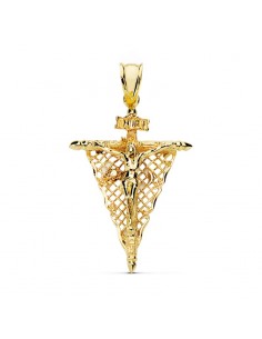18K CRUZ CON CRISTO DEL REMEDIO  DE ANIMAS 35X23 MM