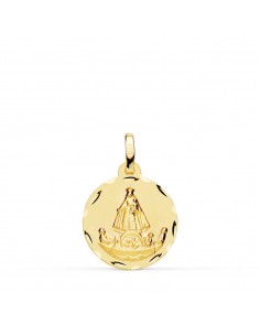 18K MEDALLA ORO AMARILLO VIRGEN CARIDAD DEL COBRE BALSA 16 MM TALLADA