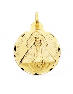 18K MEDALLA ORO AMARILLO VIRGEN CARIDAD DEL COBRE TALLADA 28 MM