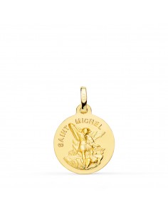 18K MEDALLA ORO AMARILLO SAINT MICHEL LISA MATIZADA 16 MM