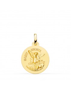 18K MEDALLA ORO AMARILLO SAINT MICHEL LISA MATIZADA 18 MM