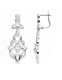 18K PENDIENTES ORO BLANCO CUBANAS. 38 X 14 MM.