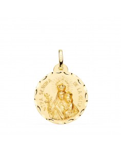 18K MEDALLA ORO AMARILLO VIRGEN DE LA OLIVA TALLADA 20 MM