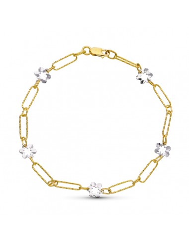 18K PULSERA ORO BICOLOR FLORES