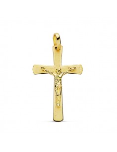 18K CRUZ CON CRISTO PLANA LASER 25X16 MM