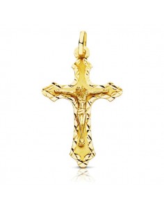 18K CRUZ CON CRISTO TALLADA 35X22 MM