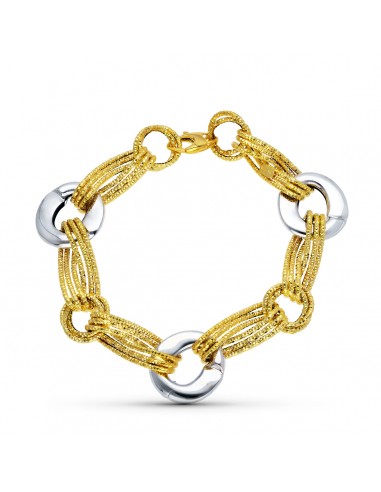 18K PULSERA ORO BICOLOR ESLABONES