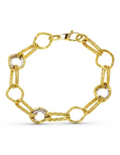18K PULSERA ORO BICOLOR ESLABONES